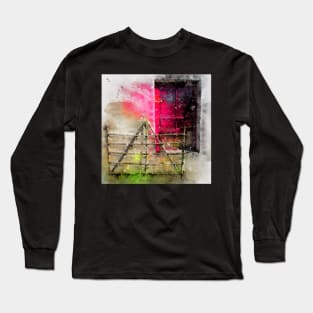 Irish Cottage Sash Window and Hazelwood Gate | Watercolor Long Sleeve T-Shirt